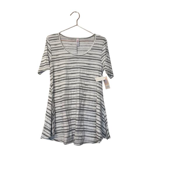 LuLaRoe gray striped perfect tee shirt nwt size xs - Picture 1 of 5